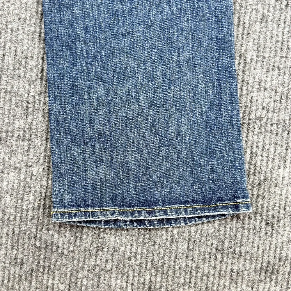 Seven7 Jeans Womens 10 Blue Medium Wash Flare Stretch Denim Mid Rise Embroidered